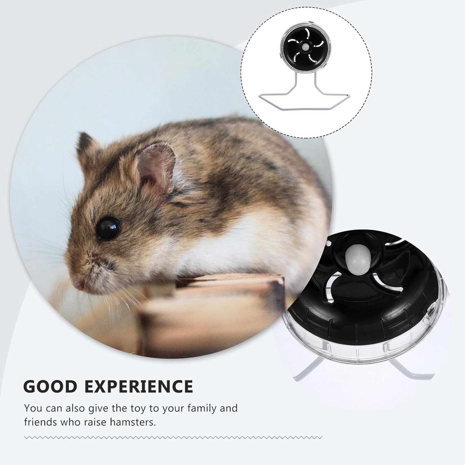 BESPORTBLE Silent Hamster Running Wheel with Stand 12cm, Gerbil and Chinchilla Exercise for Small Animals, Black Sturdy Plastic Pet Wheel for Cage Use