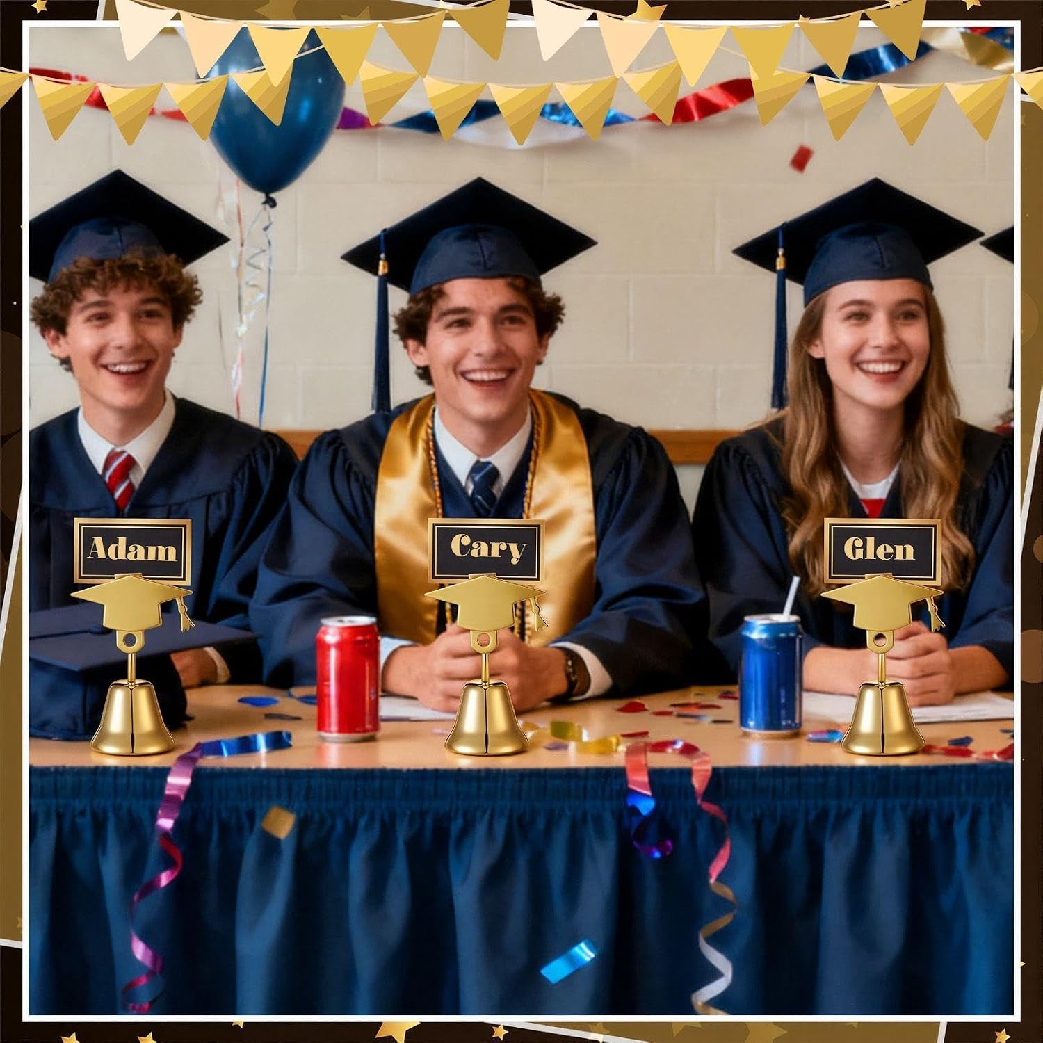 Glenmal 16 Pcs Grad Cap Picture Holders 2.64 Inhces Gold Metal Graduation Picture Holders for Tables Centerpieces Grad Cap Photo Table Number Card Stands for Class of 2026 Graduation Party Supplies thumbnail
