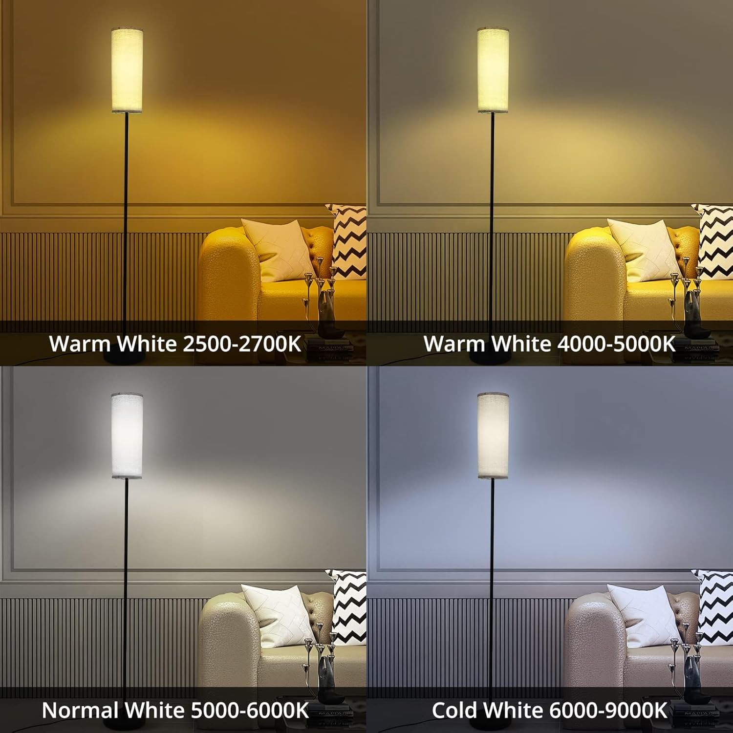 GAOMON Floor Lamp for Living Room, Works with Alexa & Google Home, Color Changing for Modern Standing WiFi Lamp with Remote, Minimalist Pole Lamp Tall Lamps for Bedroom, Office, Kids Room, Reading