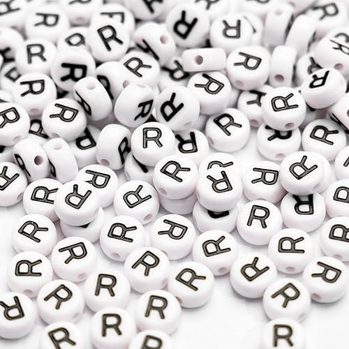 Miniatura 6 de 500 cuentas acrílicas de letras de 0.236 x 0.157 pulgadas, cuentas del alfabeto para hacer joyas, letras R, cuentas para hacer pulseras, collares,