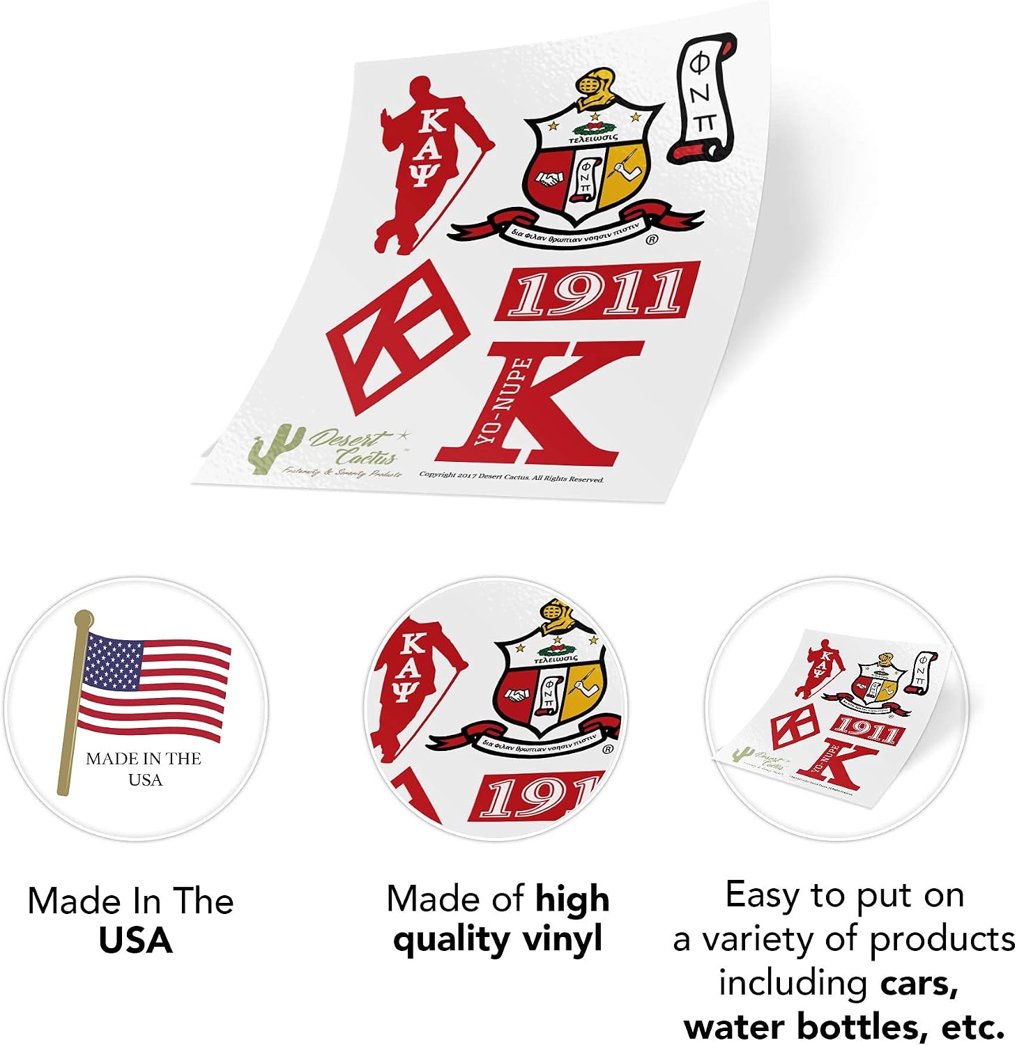 Desert Cactus Kappa Alpha Psi Sticker Sheet Decal Laptop Water Bottle Car Sigma (Type 2)