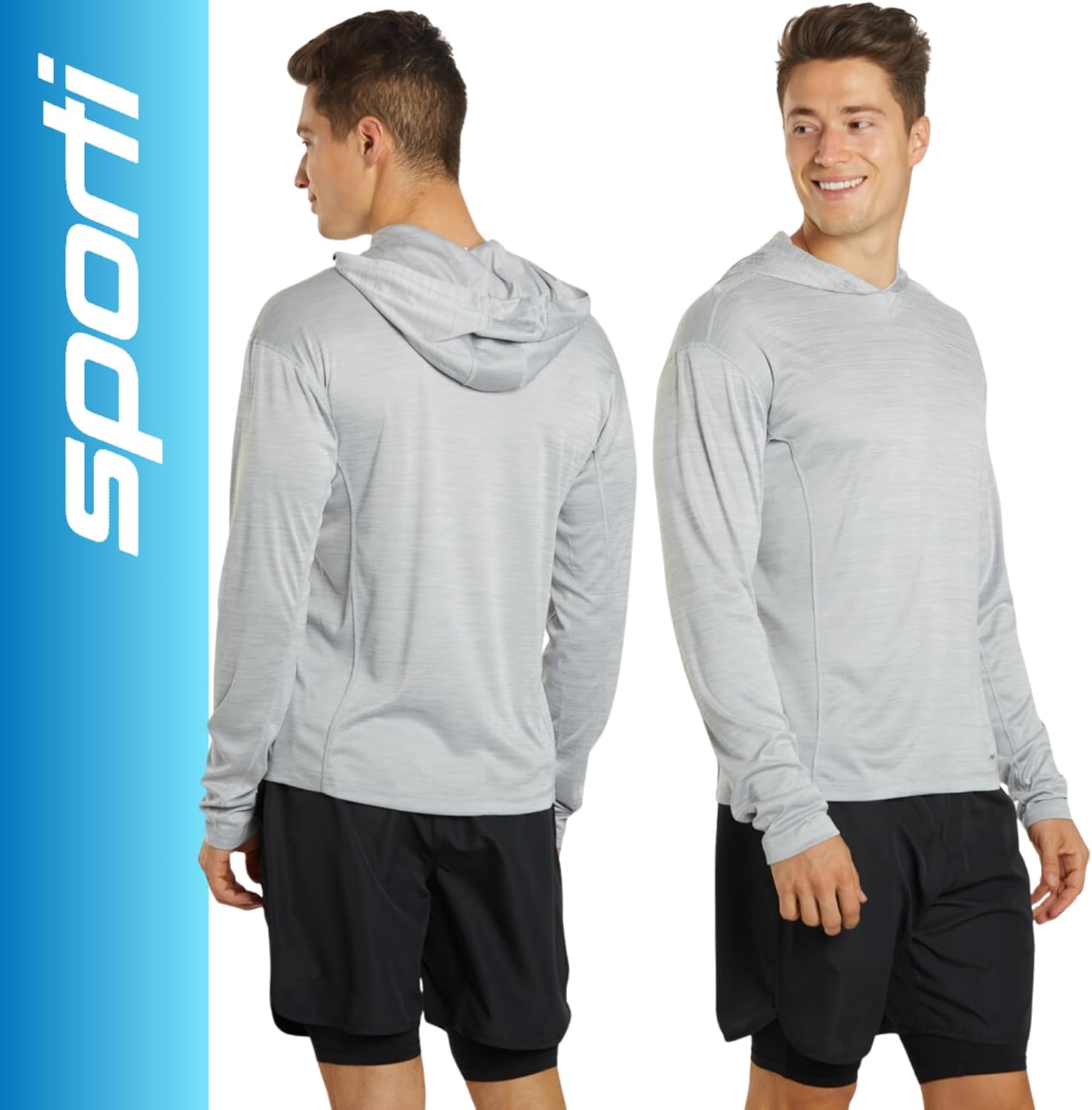 Sporti Men's L/S UPF 50+ Swim Shirt - Rashguard for Men - Comfortable Men's Rash Guard Shirts