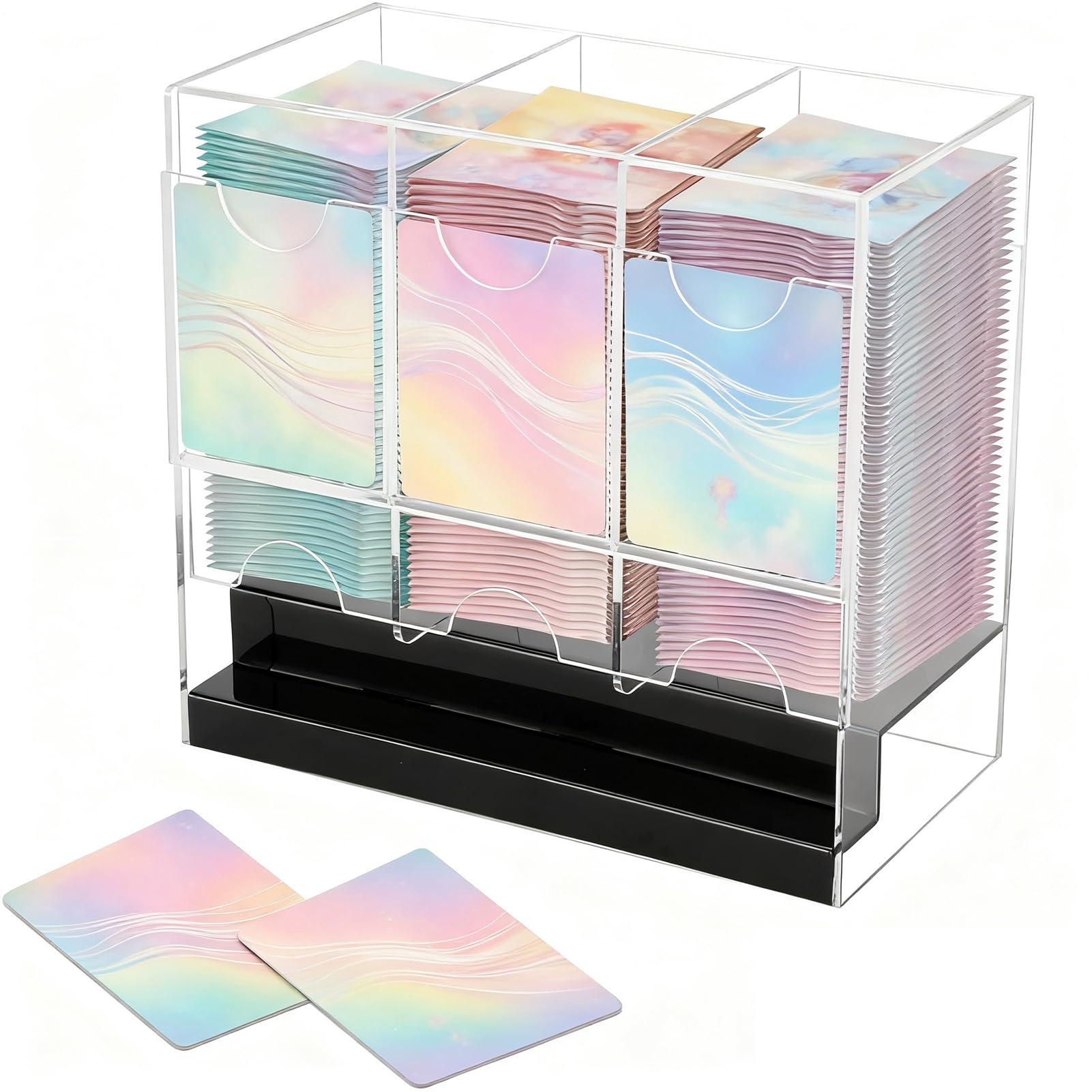 Ocastuted Booster Pack Dispenser,3-Slot Sports Booster Card Pack Box - Acrylic Deck Protector Case Display Storage Container Box for Home Desktop Room Shelf Dispensing Organization