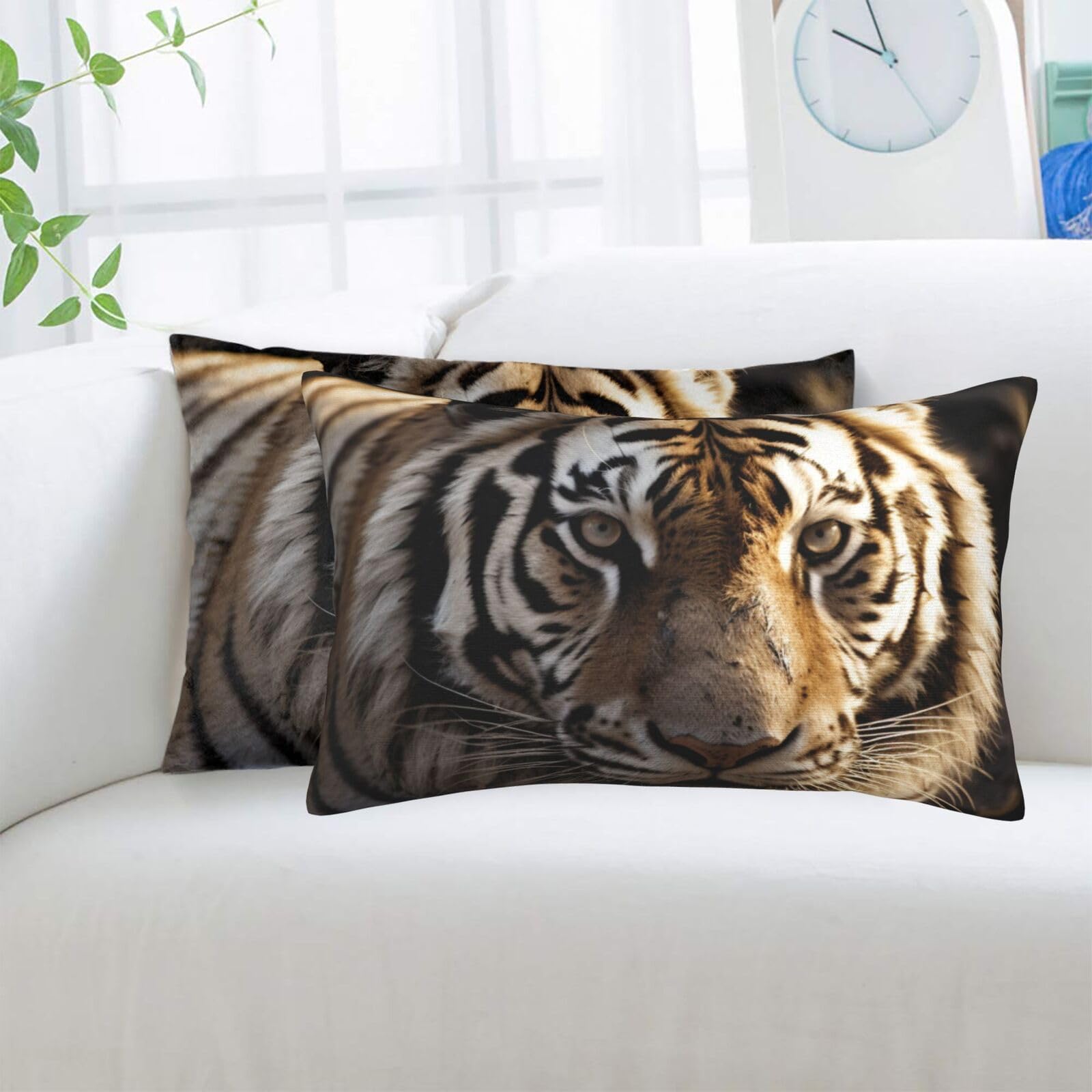 Animal Tiger Standard Pillowcases Sets of 2, Ultra Soft Microfiber Plush Pillow Cases 16"X24" Comfort Decorative Throw Pillow Cover with Hidden Zipper for Bedroom, Sofa, Couch