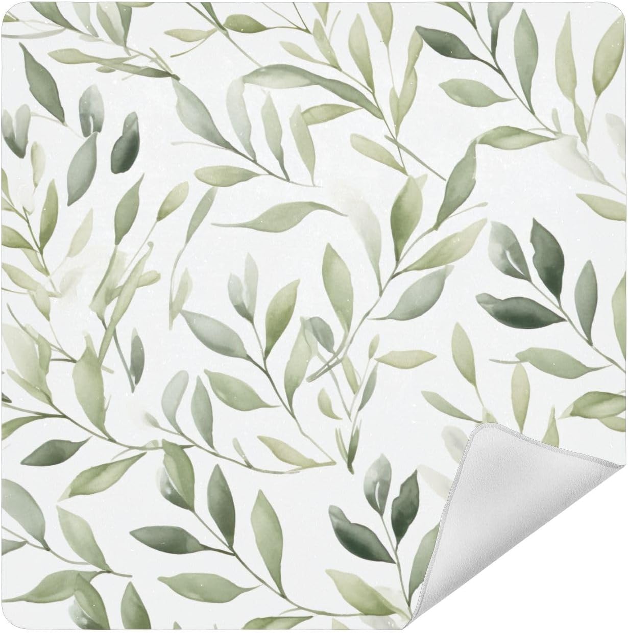 Watercolor Green Leaves Magic Self-Adhesive Cloth Protective Camera Lens Wrapper for Photographers Anti-scratch Dustproof Lens Holders for Camera Lens DSLR Tablets Phones (13.8" x 13.8")