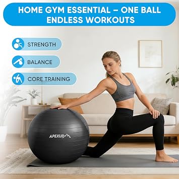 APEXUP Yoga Ball Exercise Ball Anti Slip Heavy Duty for Fitness, Balance & Core Workout, Balance Training, Pregnancy & Physical Therapy, 5 Sizes