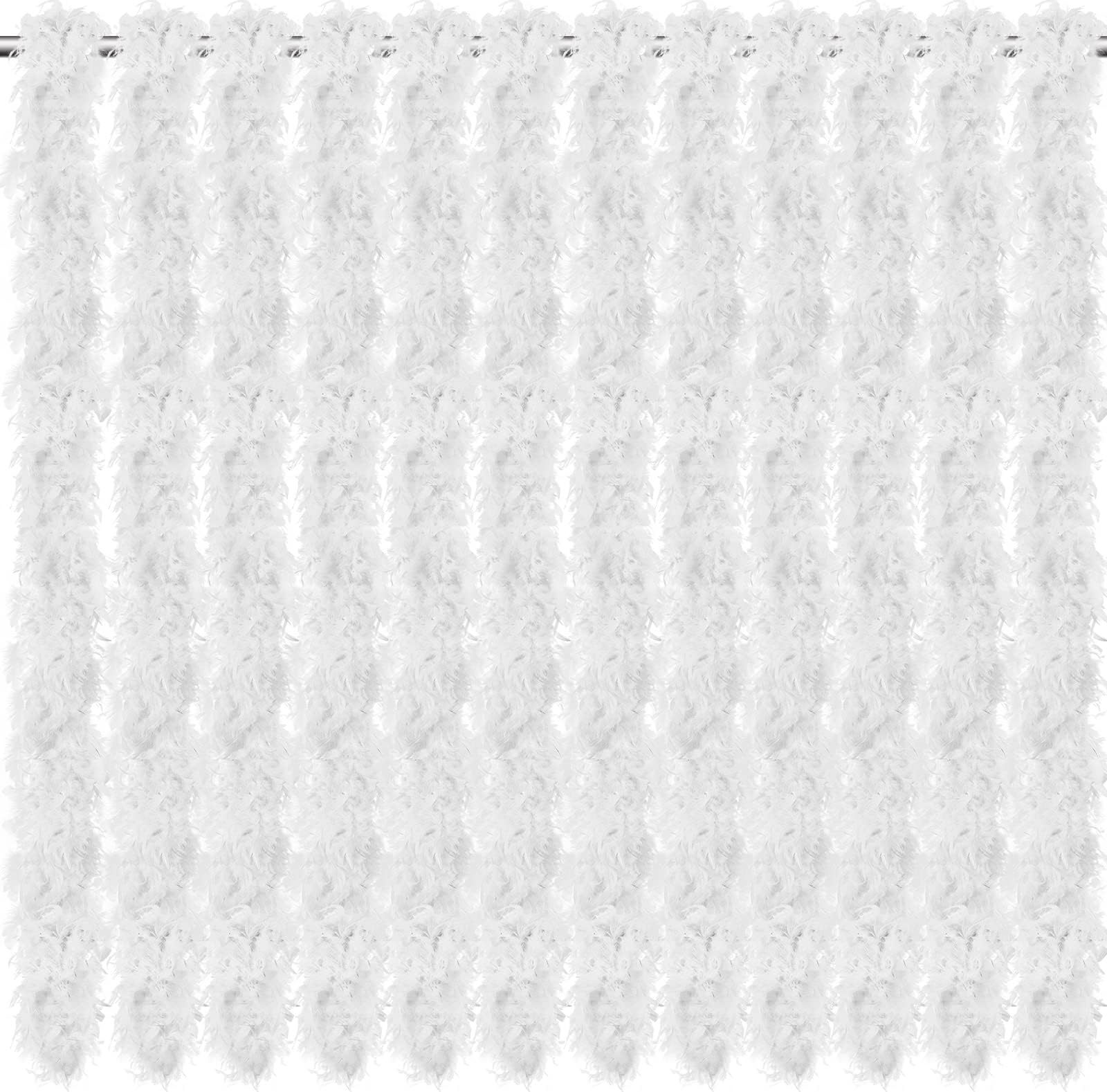 24 Pcs Chandelle Feather Boas Bulk 40 Gram 78.74'' for Preppy Party Ideas Wedding DIY Craft Costume Dress Accessory(White)