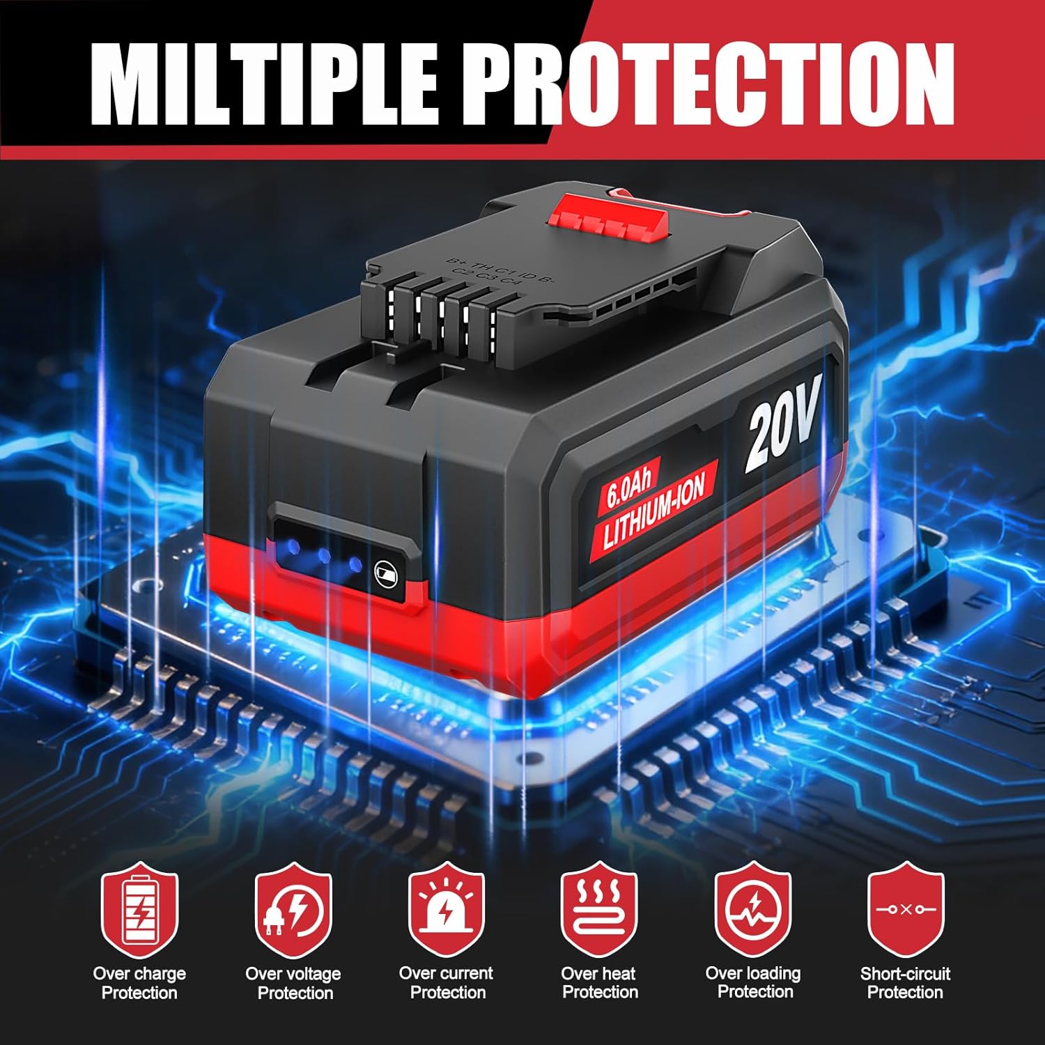 20V 6.0Ah Battery Replace for Bauer 20V Lithium-Ion Battery,Compatible with Bauer 20Volt Cordless Power Tools - Image 5