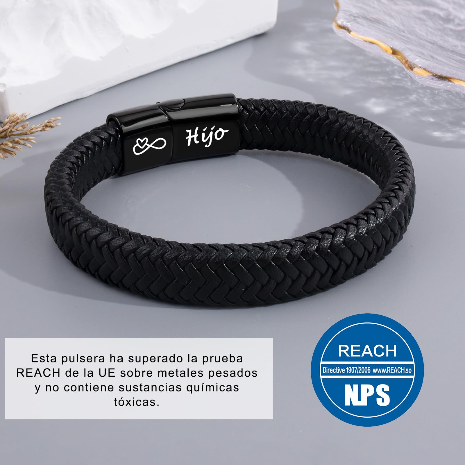VU100 Regalos para Hombre/Hijo/Papá Pulsera de Cuero para Hombres Regalo de Cumpleaños para Hombre Hijo Papá Regalo para el Día del Padre Regalo de Cumpleaños de Navidad para Hijo Niño Marido Novio