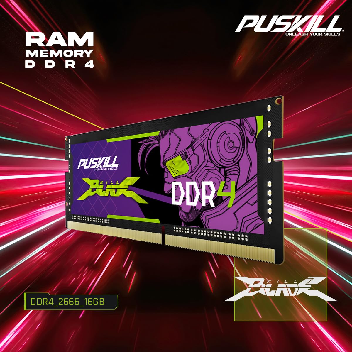 PUSKILL Memória para notebook RAM DDR4 16GB 2666MHZ CL19 1.2V