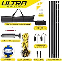 Vista 2 de Volleyball Net for Backyard, Beach, Home, Includes 32x3 Ft Regulation Size Net, 8.5-Inch PU Volleyball, Carrying Bag, Boundary Lines, Steel Poles &