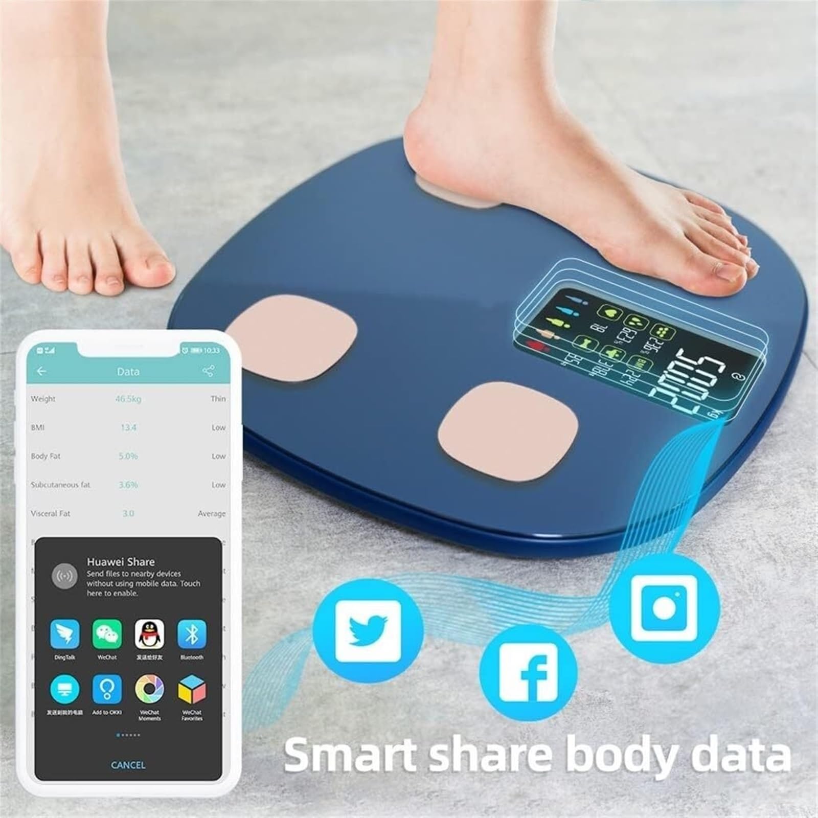 RUVOO Bascula de Baño Báscula De Grasa Corporal Báscula Electrónica Digital Báscula De Peso Inteligente Balanza De Pesaje Bascula Inteligente