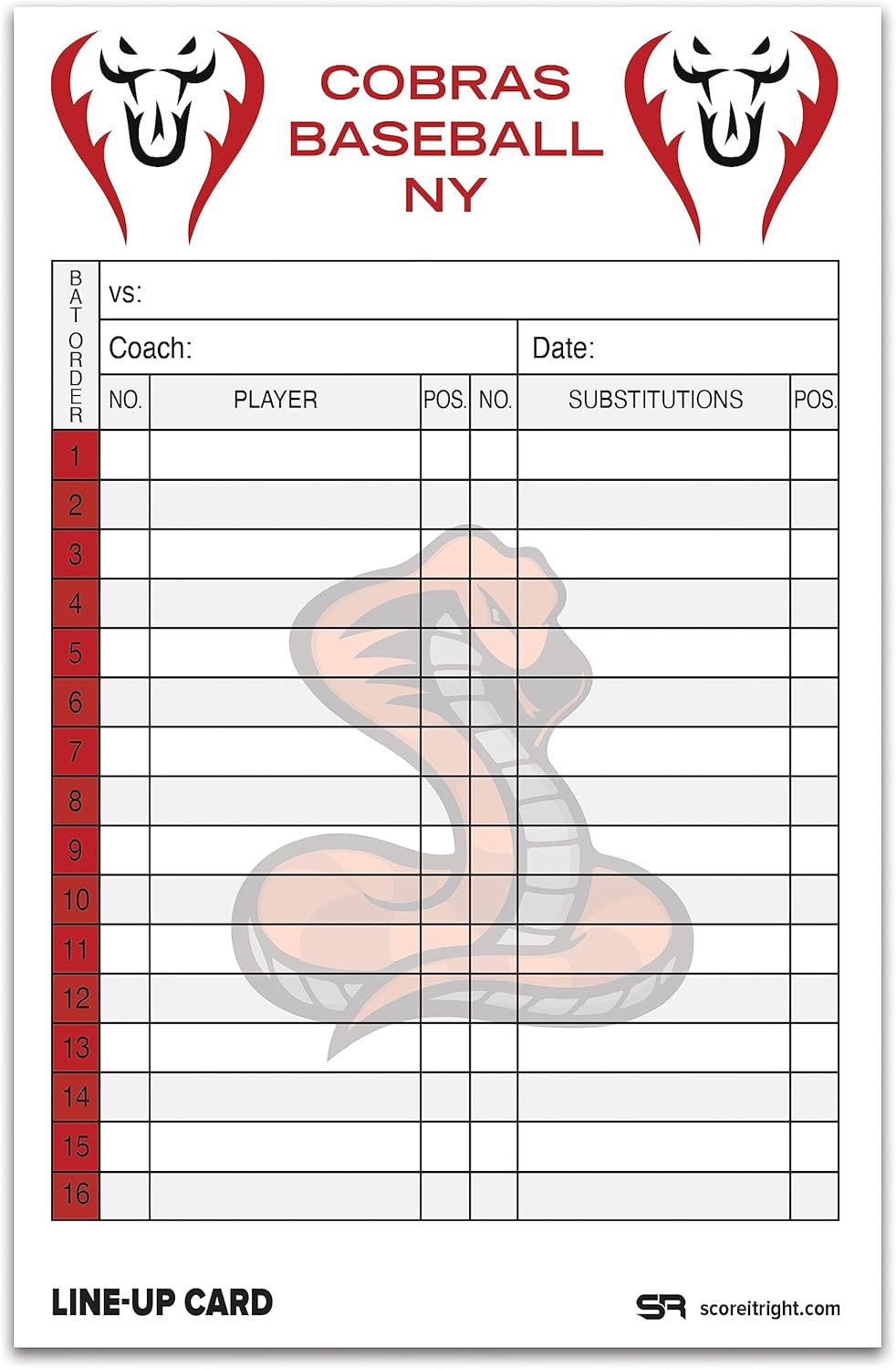 Custom Baseball/Softball Lineup Cards – Personalized Lineup Cards – 32-Pack 4 Part Carbonless Paper Lineup Cards for Softball and Baseball – 5.5 x 8.5-inch Cards