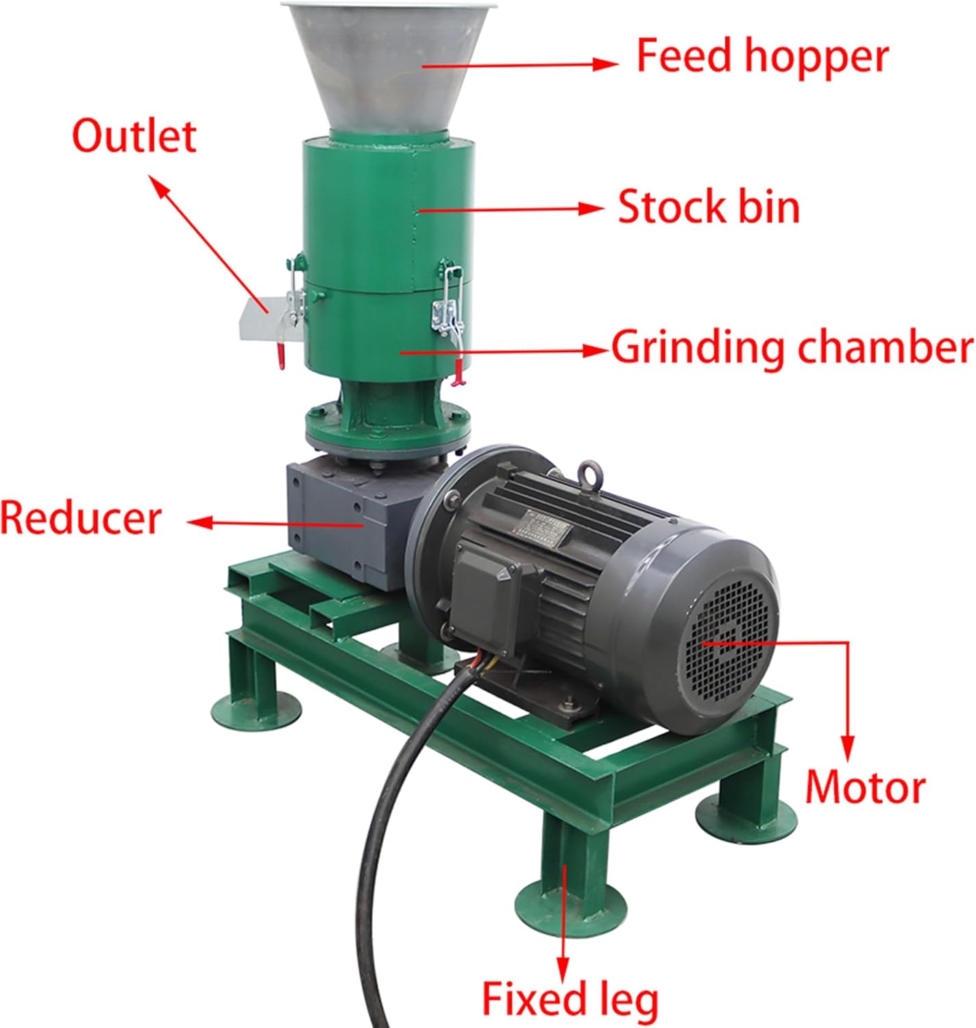 Wood Pellet Machine Sawdust Pressing Machine Wood Pellets Mill 8mm Particle Diameter 2-Head Rollers 220V