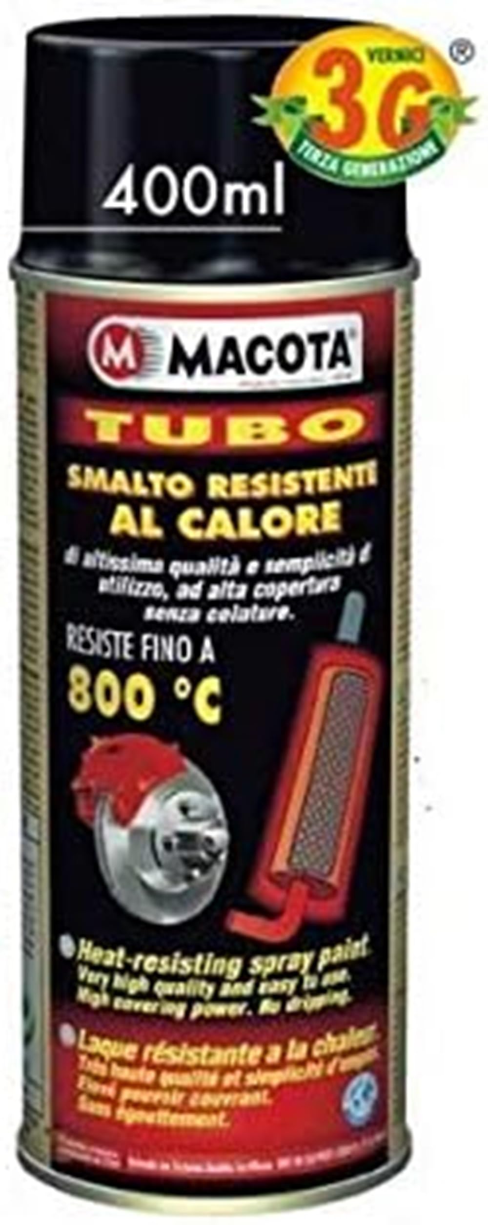 Smalto Resistente Al Calore MACOTA 08008 - Fino A 800°C | Nero, 400 Ml
