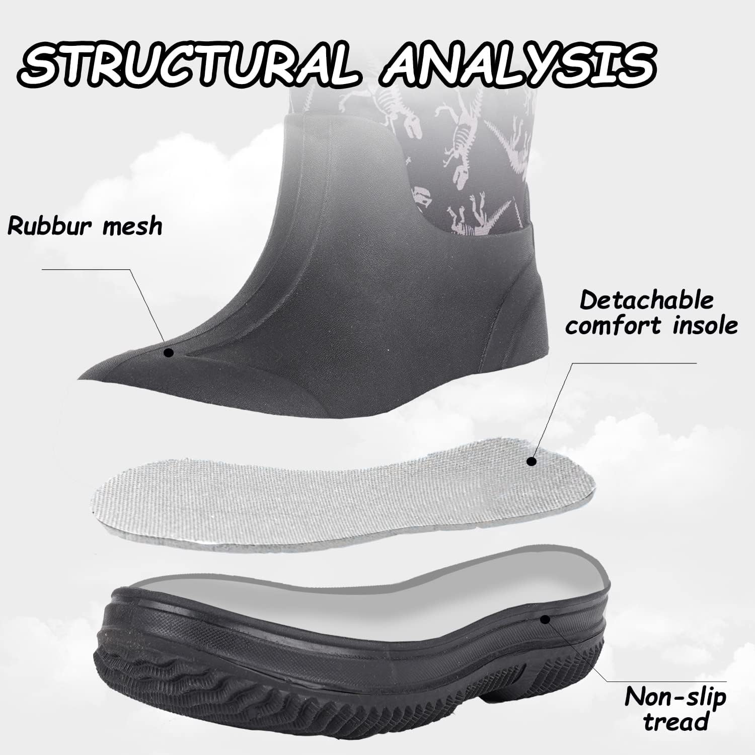 Outee Toddler Kids Warm Waterproof Neoprene Rain Boots