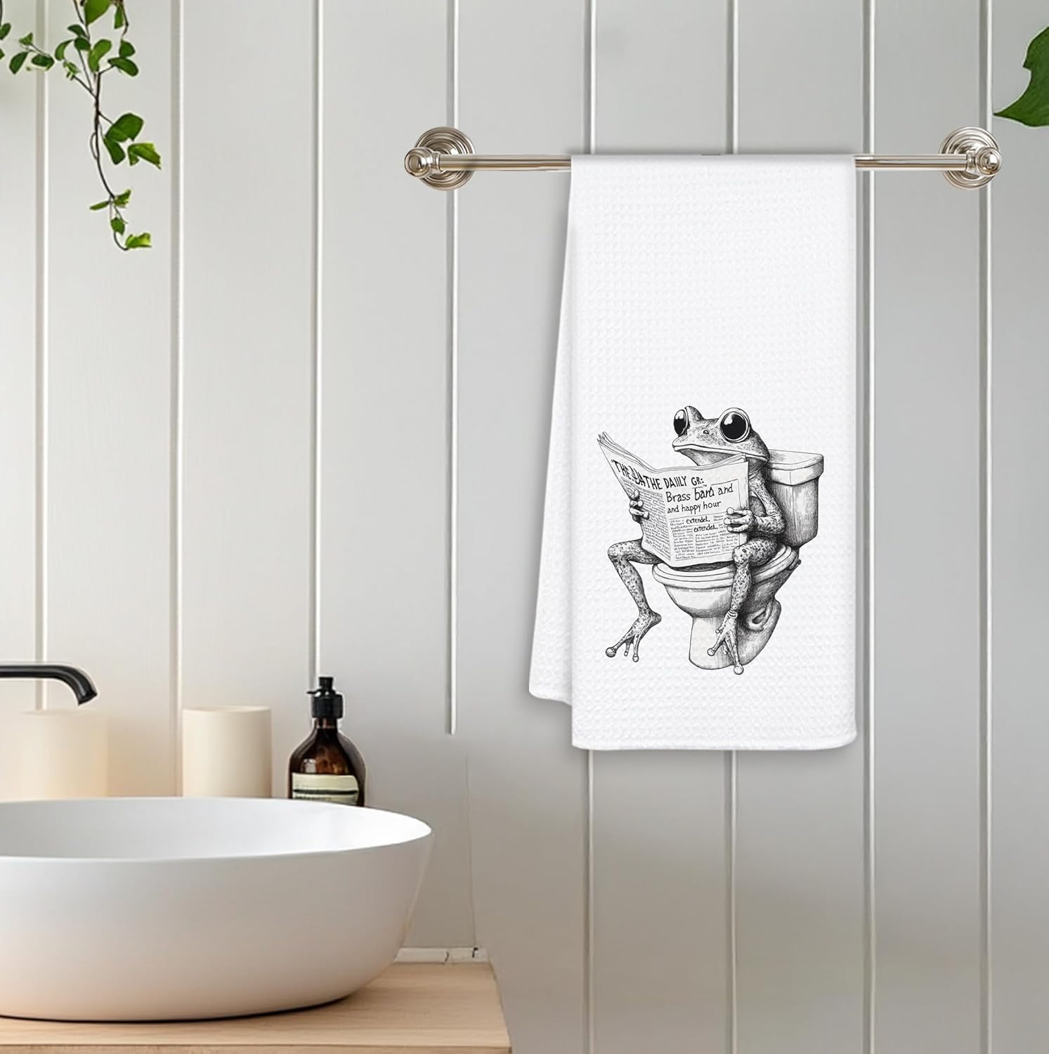 面白いカエルハンドタオル バスルーム用 カエル愛好家へのカエルギフト バスルーム洗面所用装飾ハンドタオル カエルのバスルームの装飾