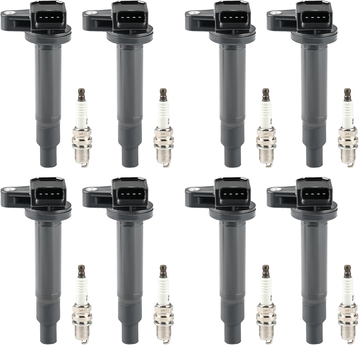 JDMON Ignition Coils Pack& Spark Plug Compatible with Toyota 4Runner Tundra Sequoia Land Cruiser,Compatible with Lexus GS430 GX470 LS430 LX470 SC430 4.3L 4.7L ‎UF230 4504 90080-19027