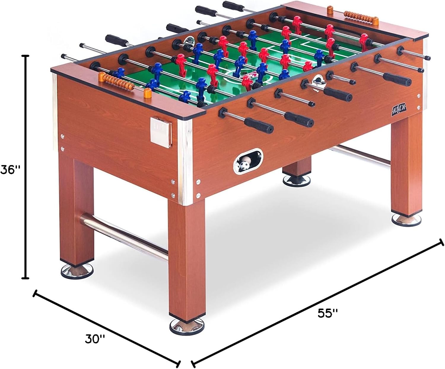 KICK Splendor 55" Foosball Table – Full-Size Indoor Table Soccer for Adults & Families, Counterbalanced & Uniformed Players, Chrome Rods, Premium Bearings, Adjustable Height, Stable Non-Slip Frame