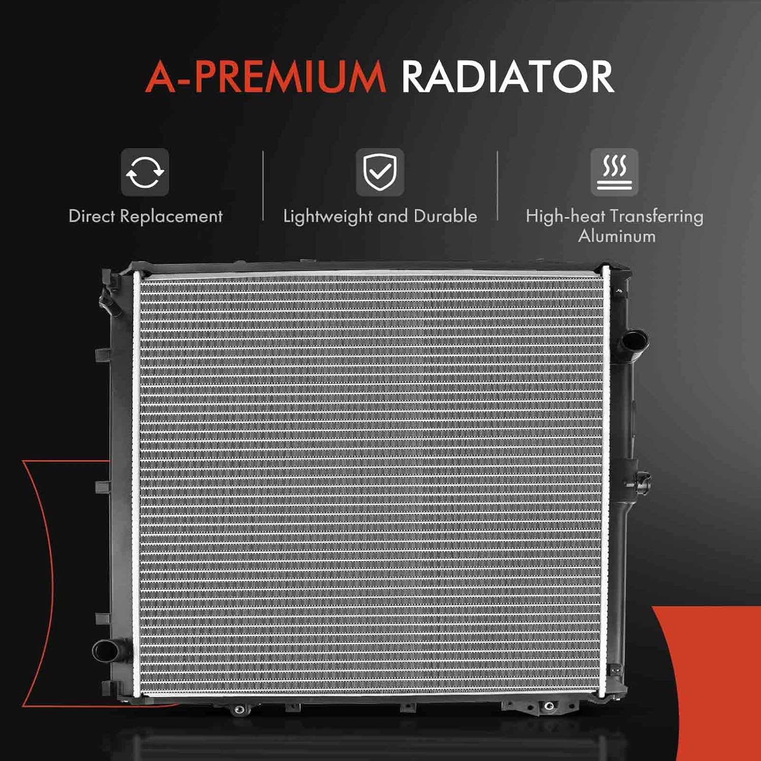 A-Premium Engine Coolant Radiator Assembly Compatible with Toyota Sequoia 2008-2013, Tundra 2007-2020, V8 4.6L 5.7L