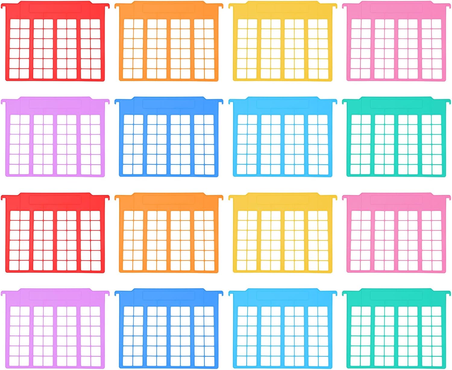 16 Pack Plastic File Cabinet Dividers 9x12.6 Inch Hanging Organizers Rainbo