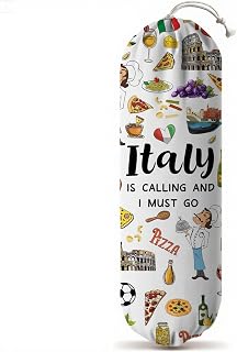 Plastic Bag Holder, Grocery Bag Organizer Storage, Kitchen Dispenser Holders Reusable Shopping with Free Adjustment Drawstring Closure for Home Kitchen Decor, Italy