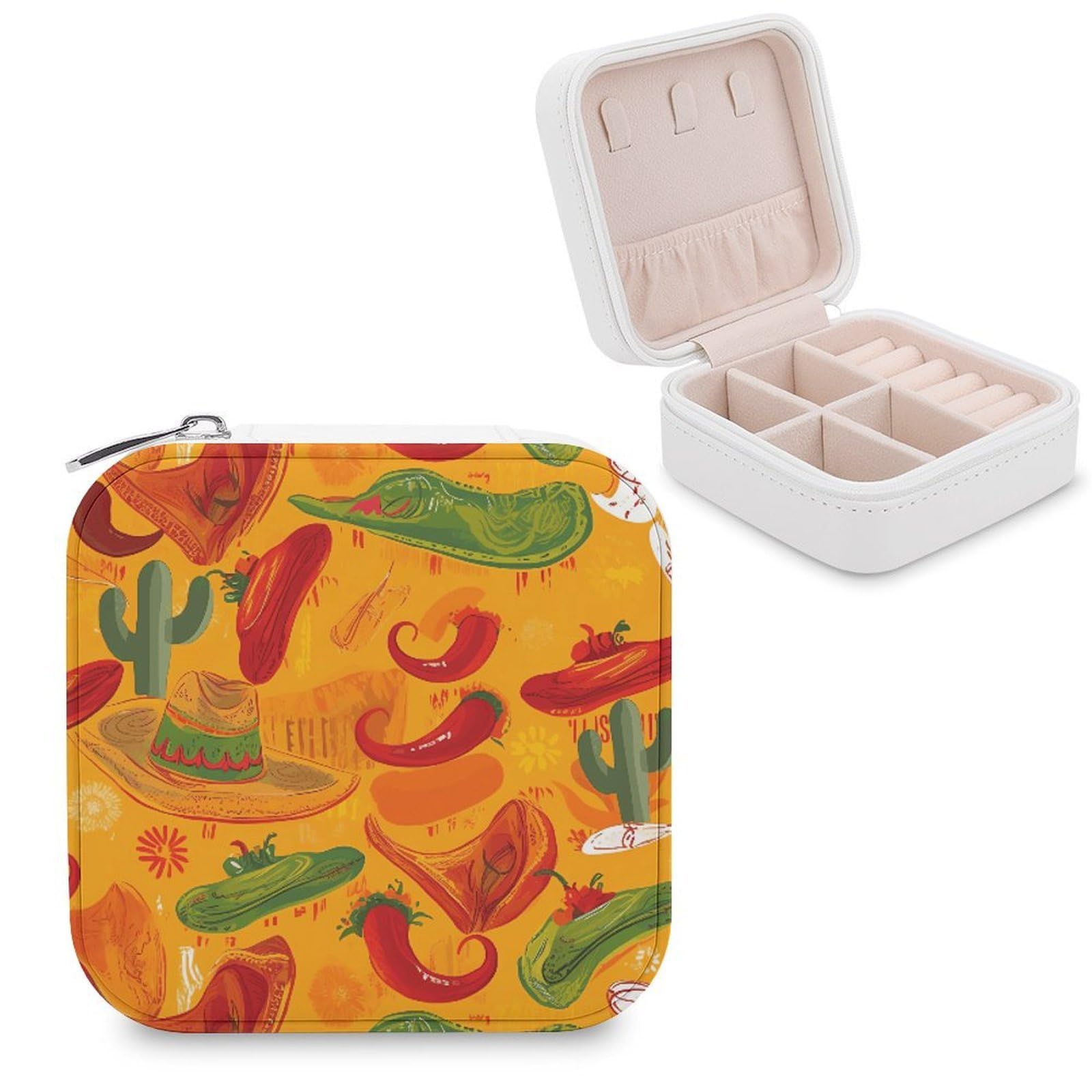 VstaDank Cactus Hat And Chili Pepper Jewelry Box Beautiful Portable Ring Boxes Cute Large-Capacity Jewelry Case Jewelry Organizer for Mothers Gifts for Earrings Rings Hand Bracelet