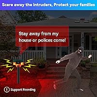 Vista 3 de Alarma solar con sensor de movimiento para exteriores, sonido de disparo de ladrido de perro, luz de alarma de generador de ruido de 130 db