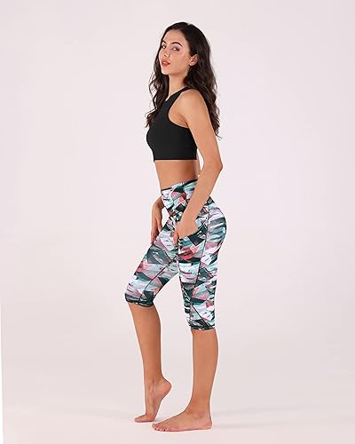 Miniatura 289 de ODODOS - Leggings tipo capri de mujer, no se traslucen y modelan el abdomen, con cintura alta y bolsillos; para hacer yoga, atletismo, ejercicio