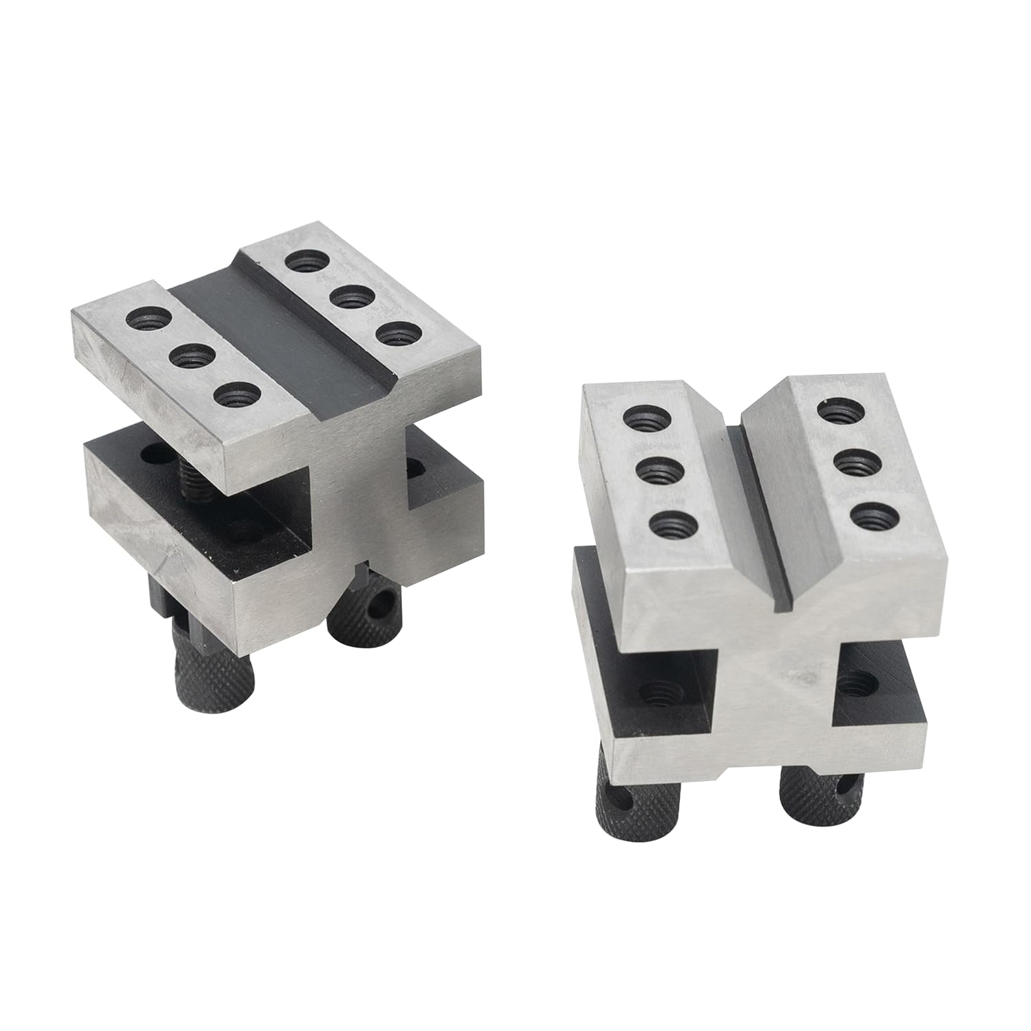 HFS(R) V Blocks with Clamp Set 1-3/8 x 1-3/8 x 1-3/16 Hardened Steel 90 Degree Angle Accuracy V Block Set Multi-Purpose Gauge Machinist Tool