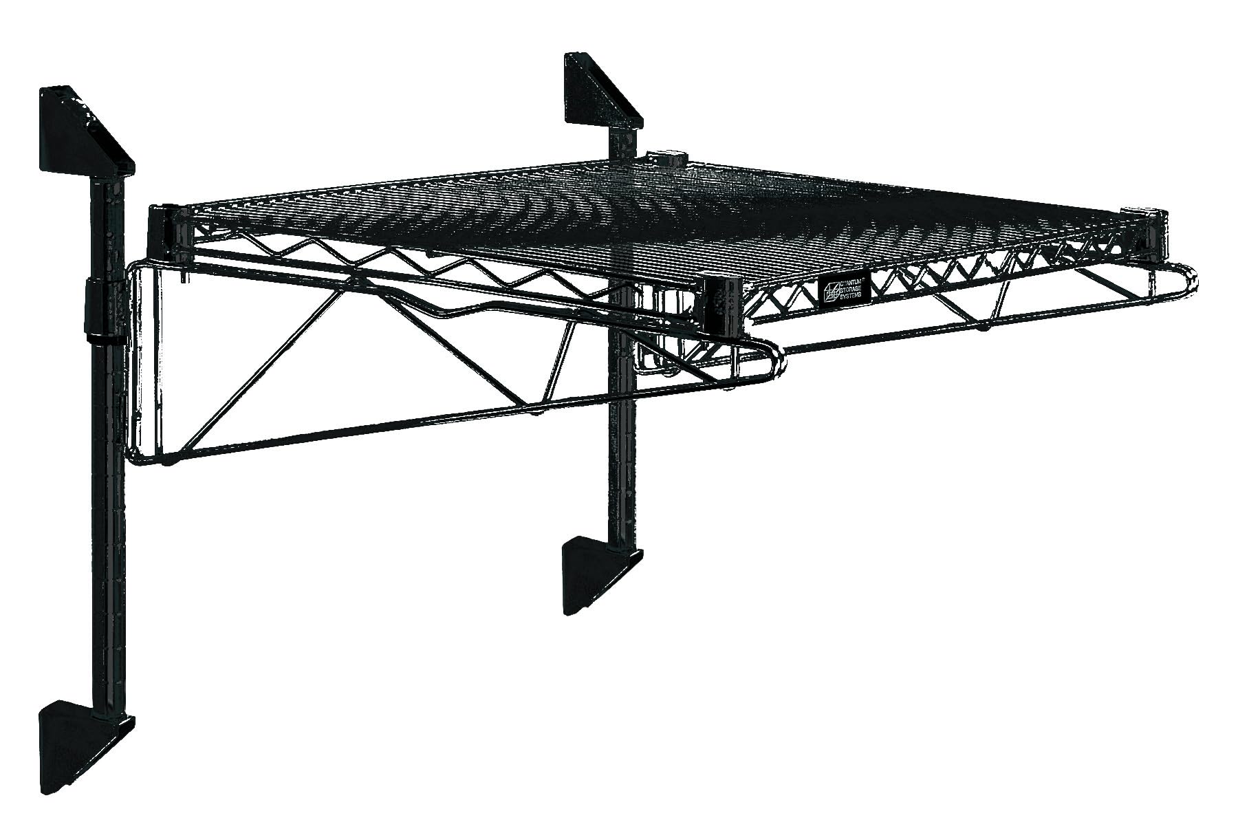 Quantum WC14-CB1430BK Cantilever Single Shelf Post Wall Mount, Carbon Steel, Epoxy Coated, Black, NSF