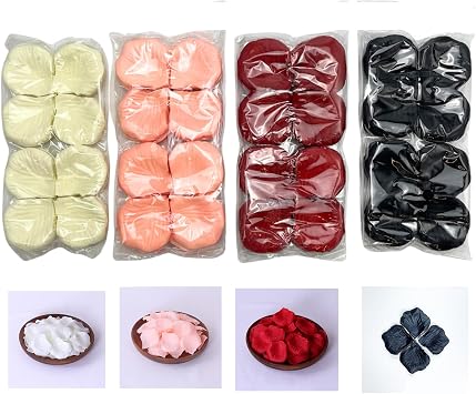Silk Rose Petals - 4Color 4000PCS for Wedding Decorations,Valentines Day, Romantic Night and Proposals - Dark-Red, Black, Pink, and White Rose Petals