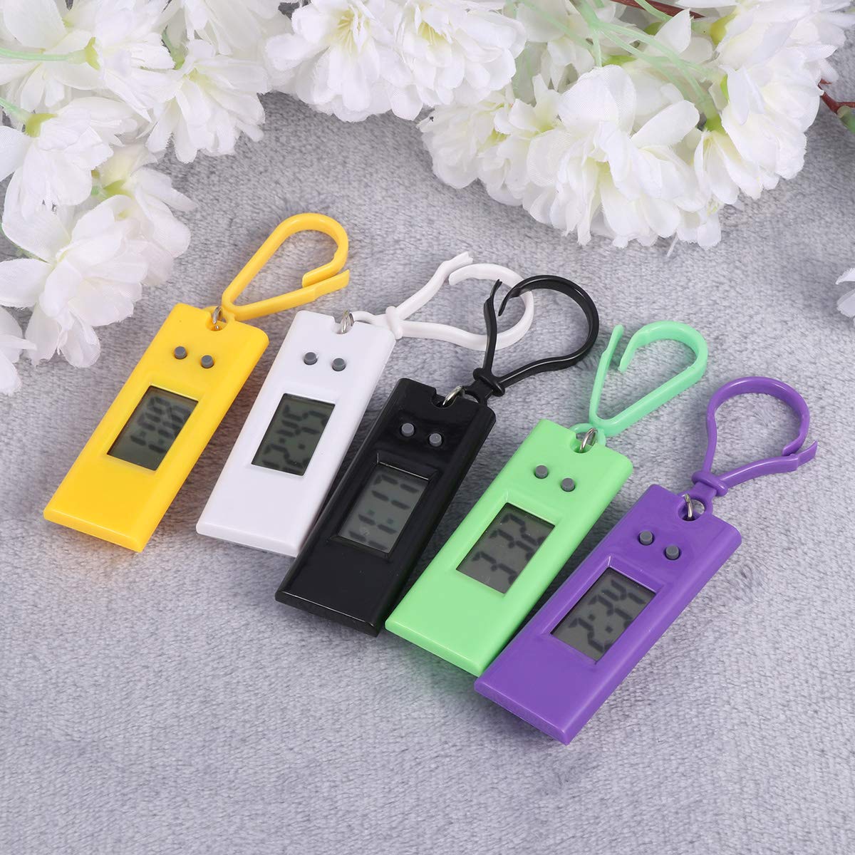 UKCOCO Mode Taschenuhr 5 Stücke Schlüsselbund Elektronische Uhren Lustige Schlüsselanhänger Taschenuhren Prüfung Kleine Hängende Uhren für Kinder Studenten (zufällige Farbe)