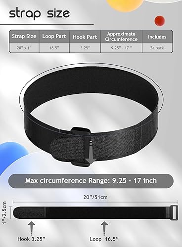 Miniatura 3 de Paquete de 24 correas de gancho y bucle, correas de cable de sujeción reutilizables, multiusos, organizador de cables, correas de seguridad,