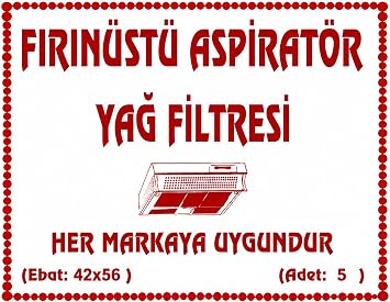 Fırınüstü Kağıt Aspiratör Yağ Filtresi Bez 5 Adet