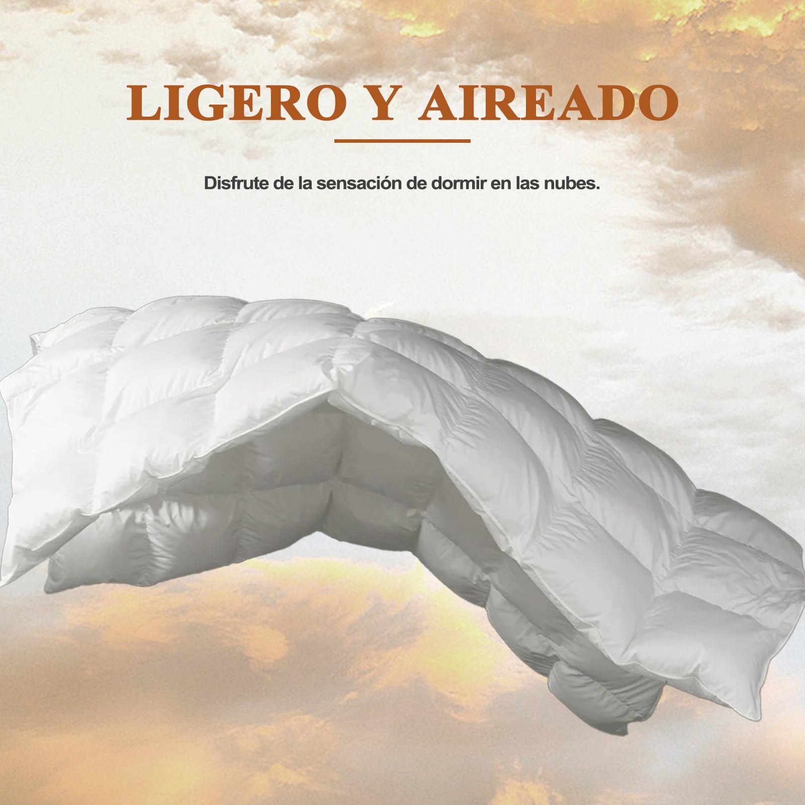 Edredón de Plumón Cama 105 Mezcla de Algodón Egipcio, 100% Puro Plumón y Plumas Edredon Nordico para 4 Estaciones, Super Suave y Transpirable, Edredones Natural 300 gsm, Duvet 200x200 cm