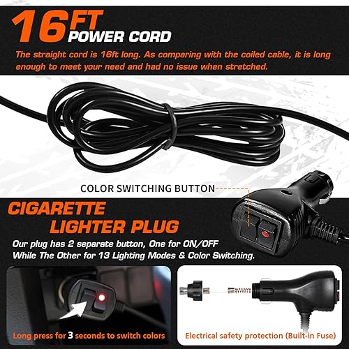 Miniatura 7 de LINKITOM Barra de luz estroboscópica de 36 LED, luz de advertencia de 3 colores con 13 patrones, base magnética súper fuerte e impermeable IP66 para