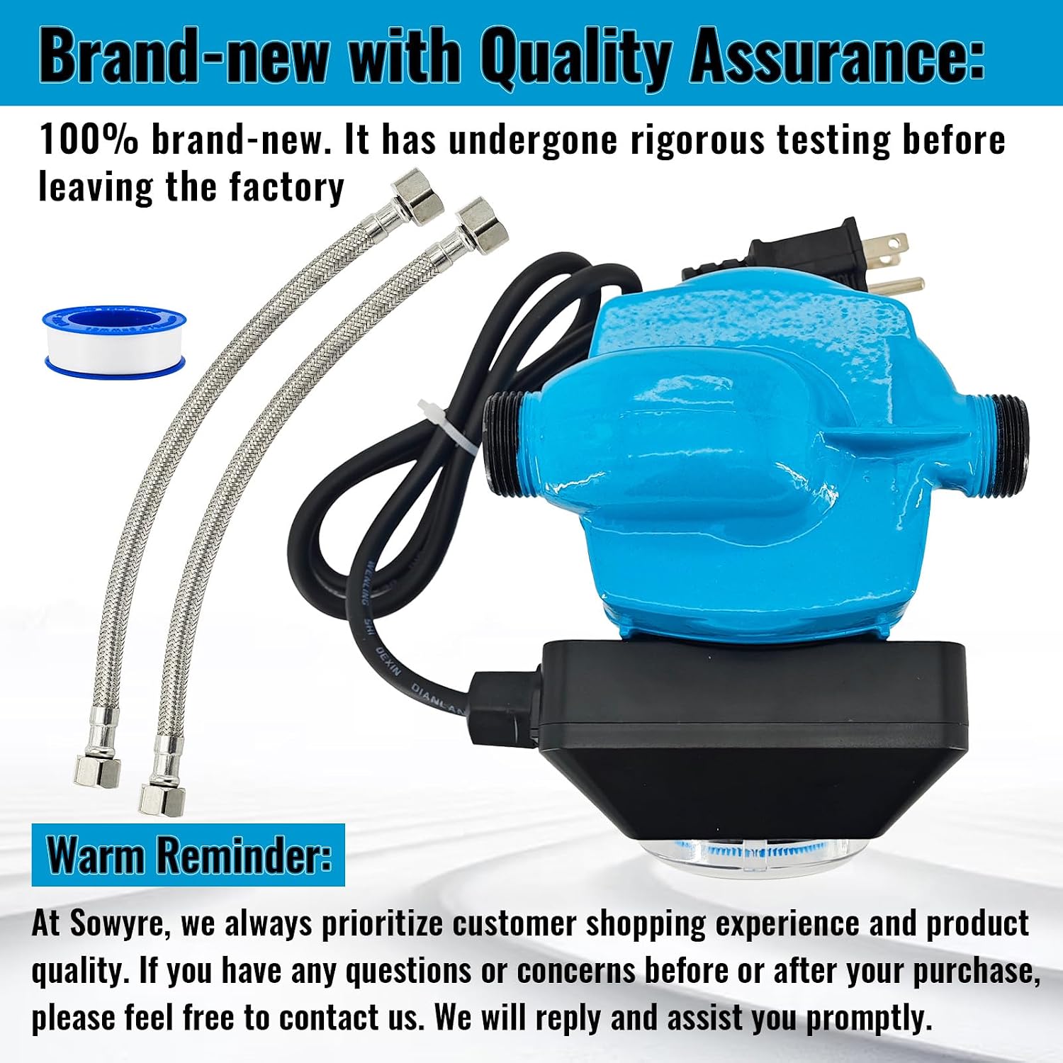 Instant Hot Water Recirculating Pump Kit for Tank Water Heater | Circulator Pump with 304 Stainless Steel Adjustable Bypass Valve 115V 60Hz Replace # FL-AHRP115V01