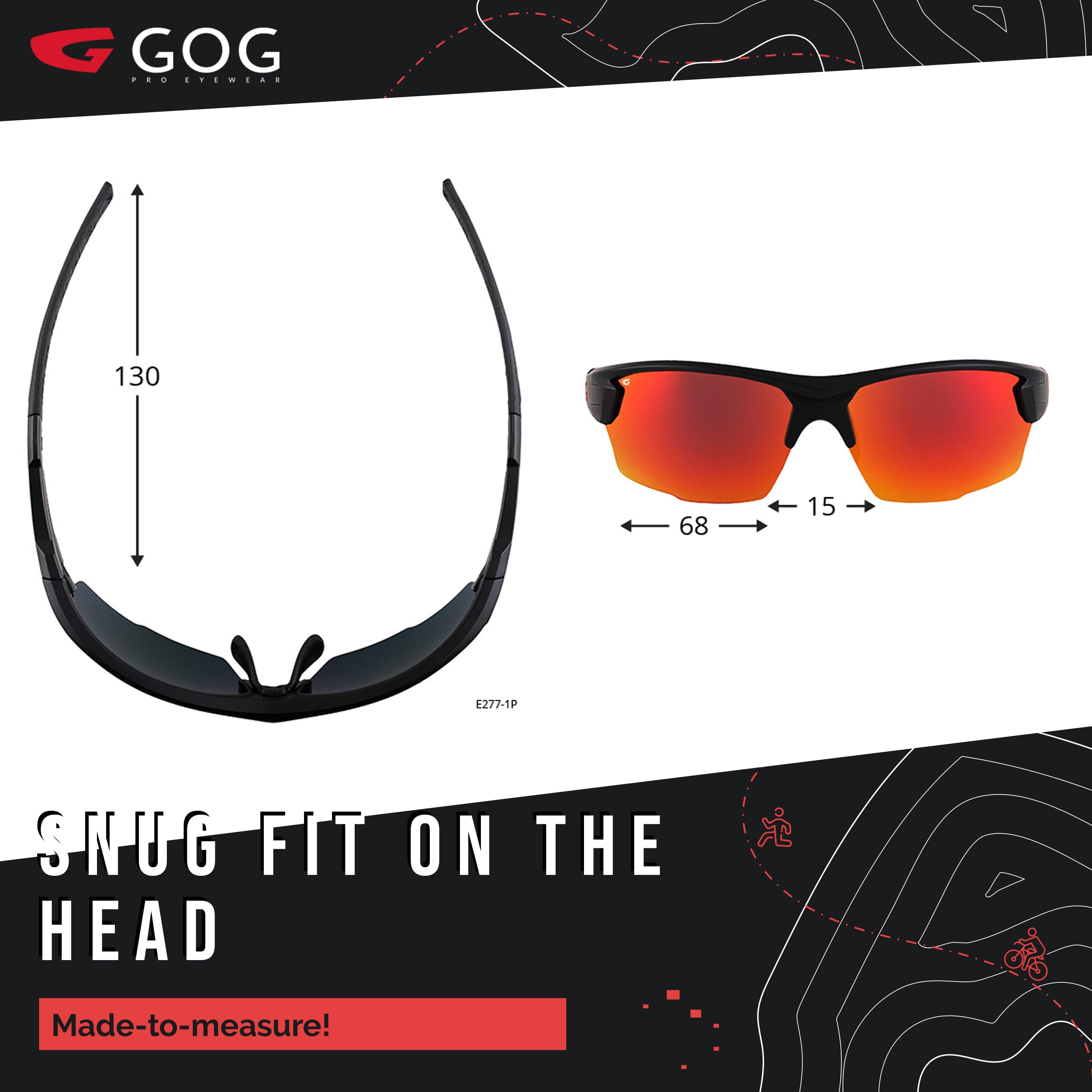 GOG Mistral P Brille, Schwarz/Blau/Polychr/Blau/Weiß, Einheitsgröße für Erwachsene, Schwarz/Blau/Polychr/Blau/Weiß/Blau, One size