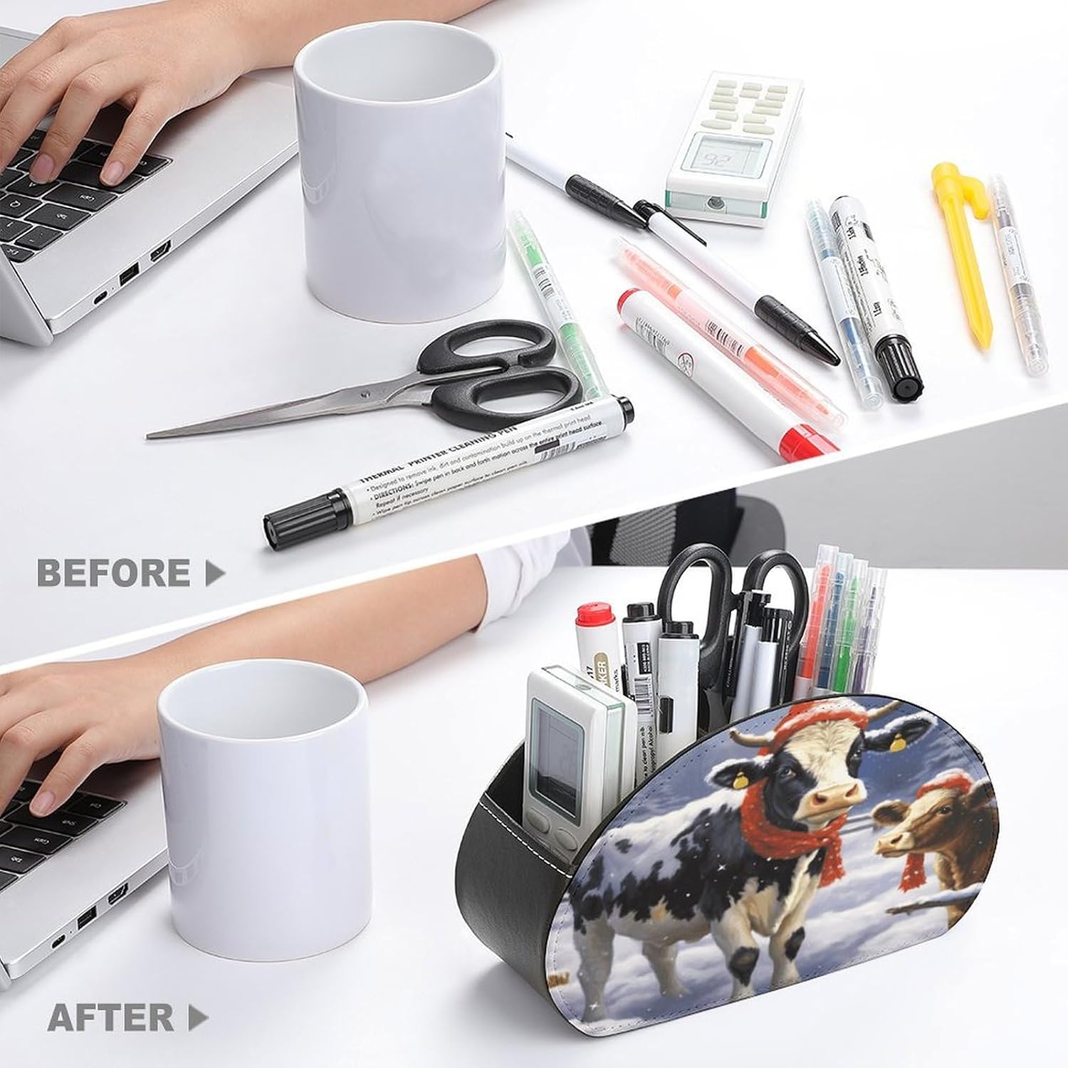 Personalized PU Leather Remote Control Holder with 5 Compartments image 3