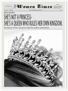 Vintage Black and White New York Newspaper Canvas Wall Art The Women Times Queen Empowerment Quote Print Poster for Elegant Bedroom Office Boutique Chic Home Decor 11x14in Unframed