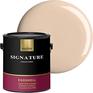 EVOLVE Signature Collection Luxury Interior Paint & Primer, Eggshell Sheen (Sand Beige), 1 Gallon – Premium One-Coat Coverage, Low VOC, Low Odor, Washable Finish for Walls, Ceilings & Trim