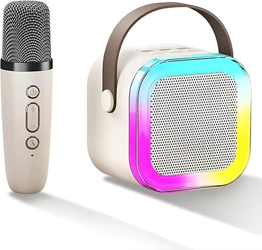 VEHOP Party POP Karaoke Bluetooth Speaker with 10W RMS Stereo Sound, Wireless Mic with 4 Voice Changing Modes, RGB Lights,...