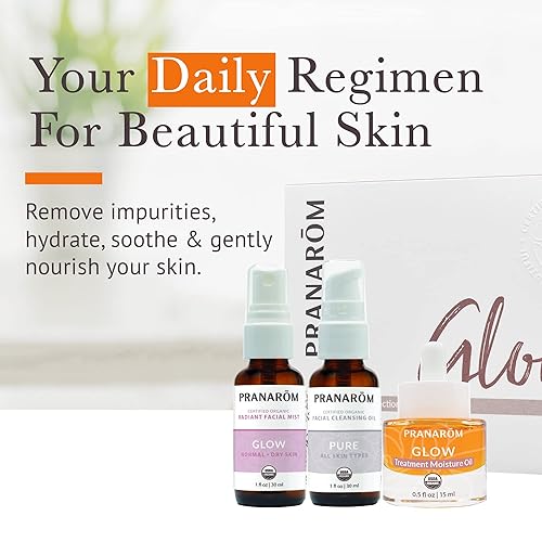 Miniatura 10 de Pranarom Skincare Collection - Juego de aceite esencial 100% puro y orgánico de limpieza facial, aceite hidratante y niebla facial (kit transparente