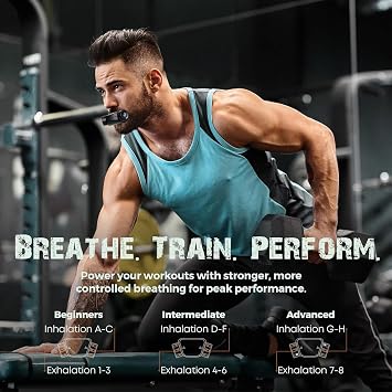 Adjustable Breathing Trainer, Abdominal Breath Exerciser, Lung Capacity Training for Running, Swimming, Fitness with Breathing Habits Control, Easy Adjustment Level (Black)