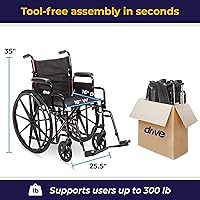 Vista 4 de Silla de ruedas ligera Drive Medical Rebel, rojo