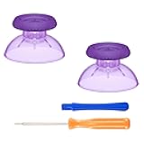 eXtremeRate Clear Atomic Purple Replacement Thumbsticks for PS5 Controller, Custom Analog Stick Joystick for PS4 Controller Universal
