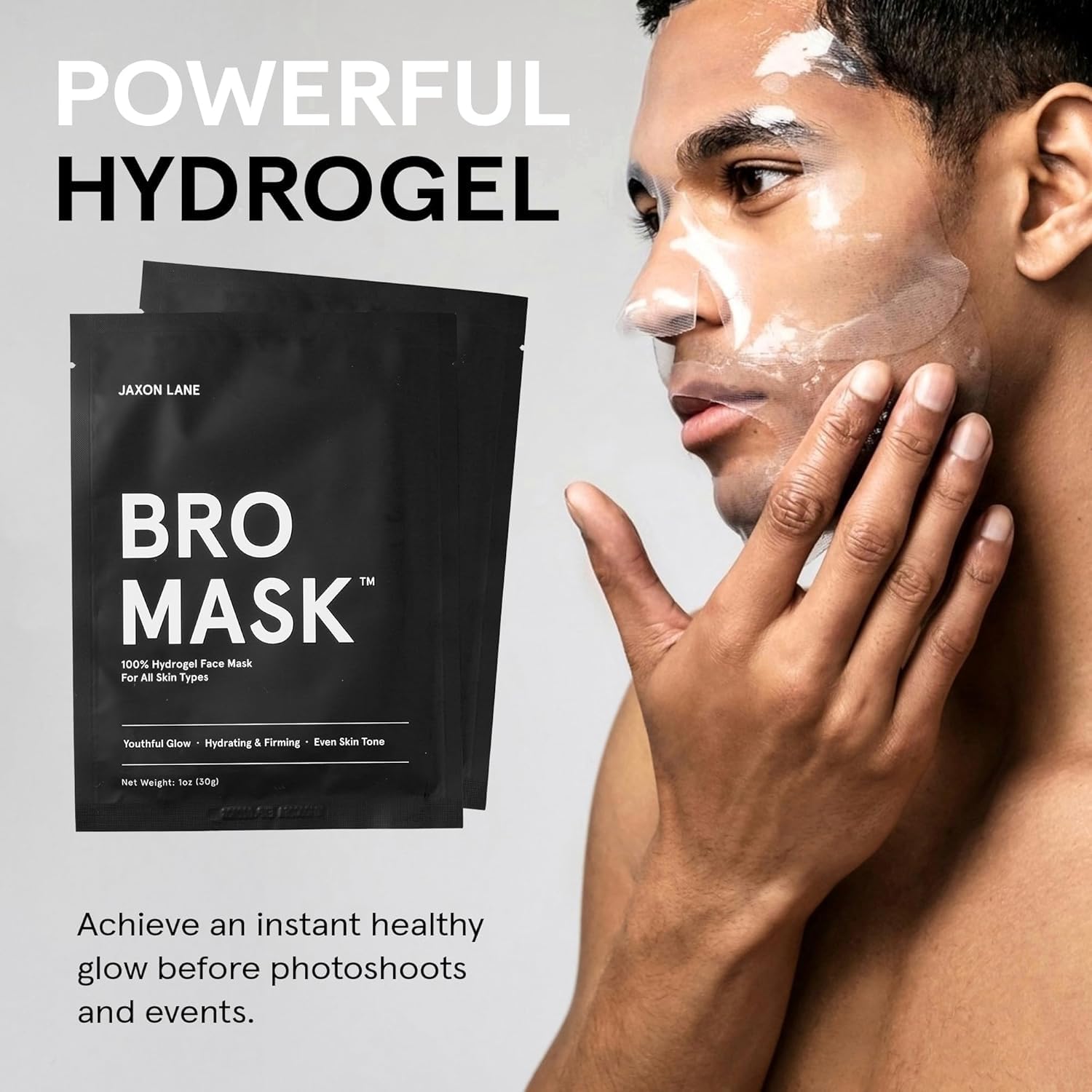 JAXON LANE BRO MASK Premium Korean Face Mask for Men (4 x 1 Pack) - Anti Aging Sheet Masks w/Hydrogel, Vitamin C, Hydrolyzed Collagen, & Hyaluronic Acid - Perfect Skin Care for Men - Image 2