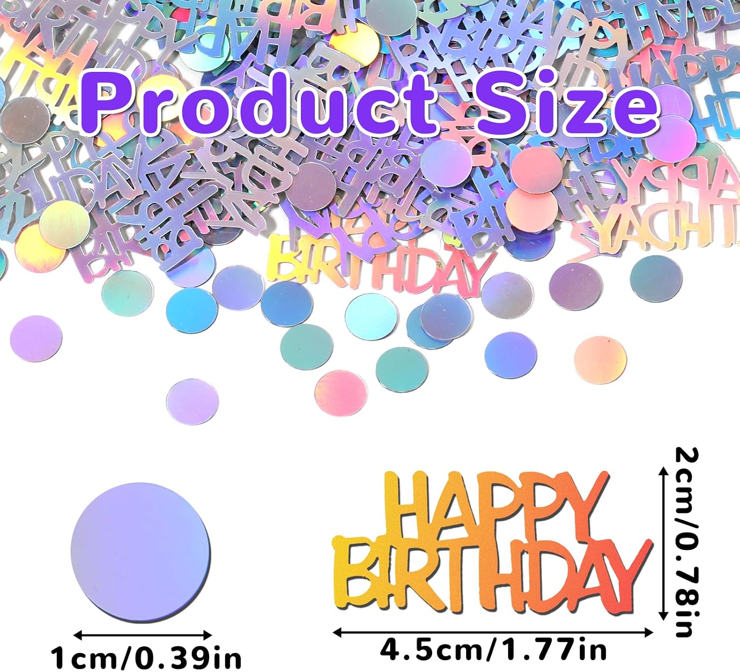 540 PCS Happy Birthday Confetti, Iridescent Party Confetti Glitter Table Scatter Iridescent Party Decorations for DIY Arts Crafting Baby Shower Birthday Parties