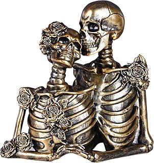 Skull Decor Halloween Decoration: Skeleton Couple Figurines Resin Gothic...
